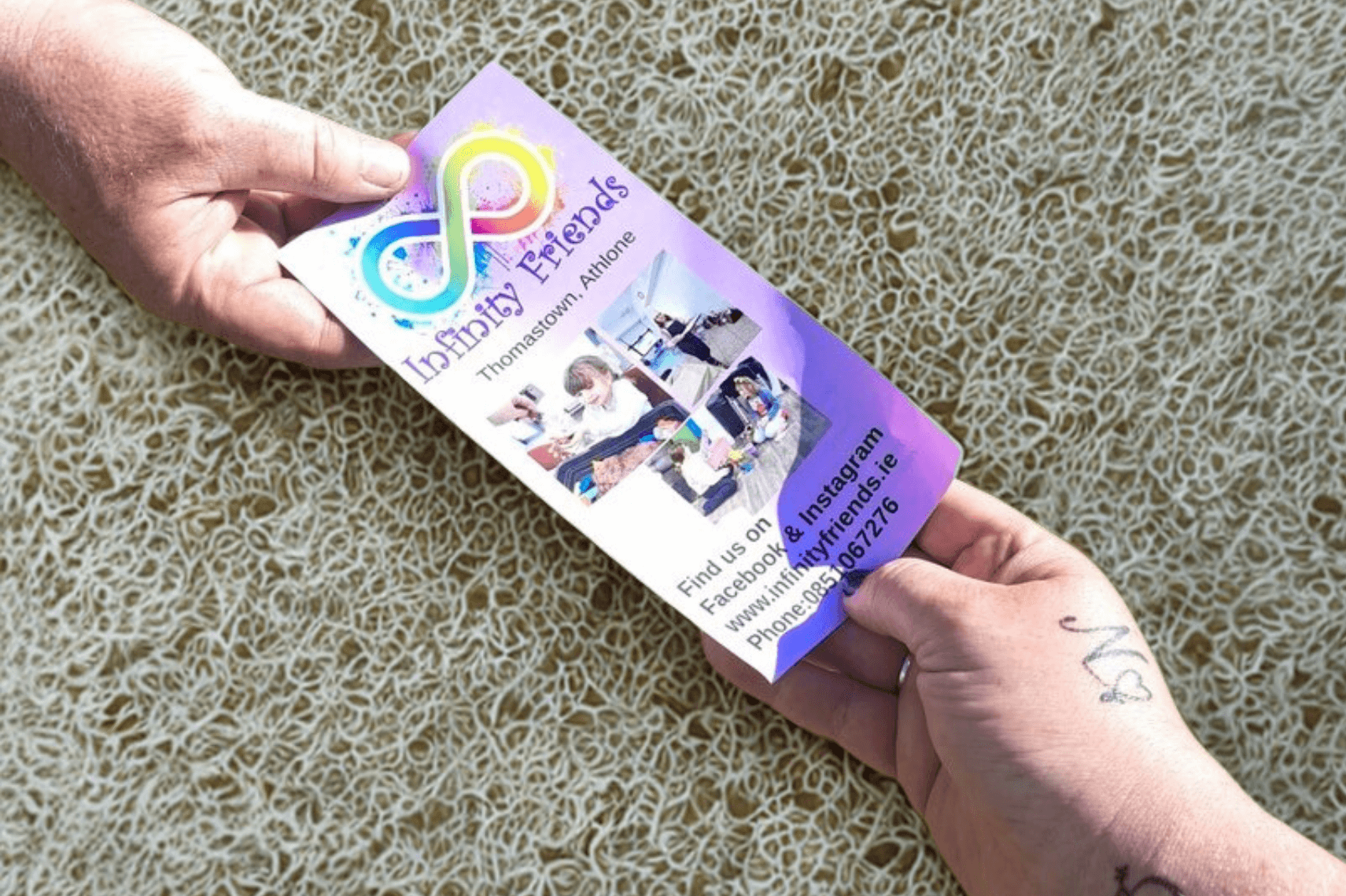 Handing over leaflet