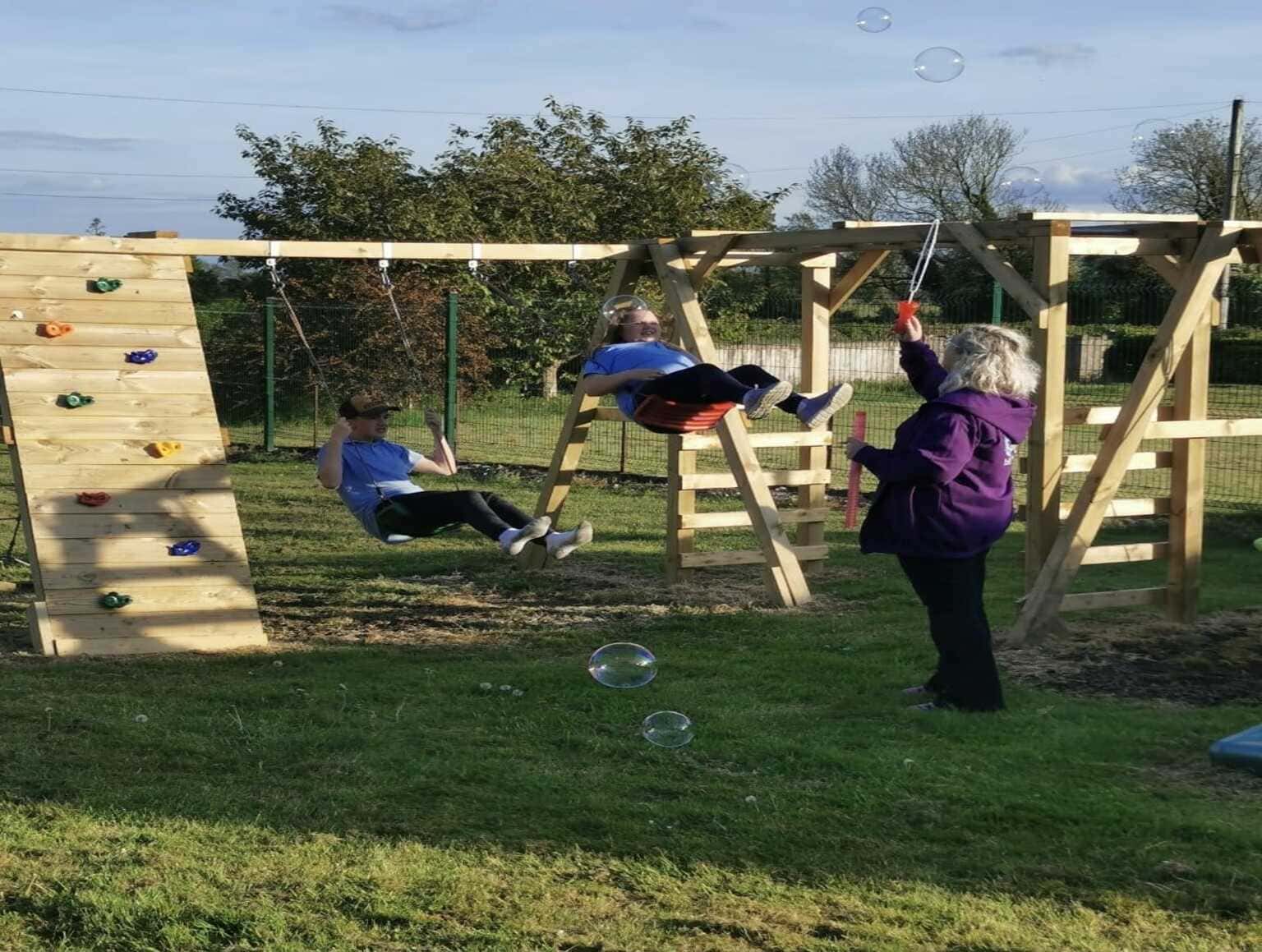 IF swings Children happy holding hands